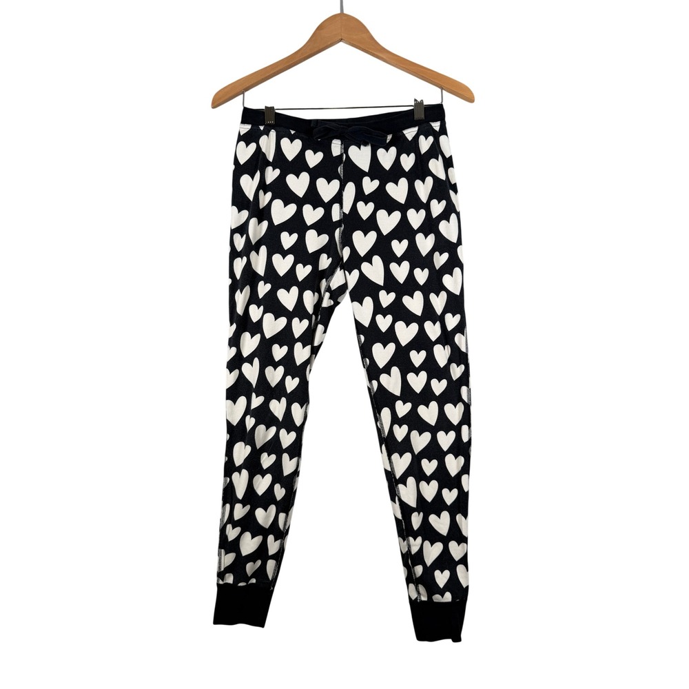 Hanna Andersson Adult Loungewear Small Black White Hearts Print Organic Cotton